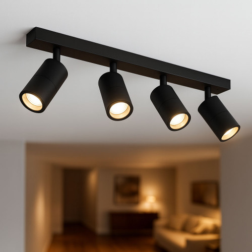 Ceiling Spotlight Elegant 4 Light Rail Marine Grade IP44 Black