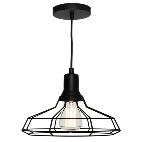 Pendant Light Contemporary Industrial Cage Medium 60W Black