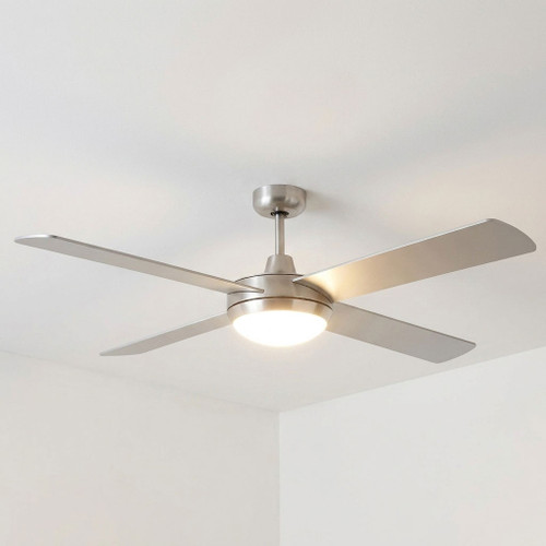 132cm 52-inch Brushed-Aluminium AC Ceiling Fan With Light 3 Speed