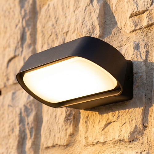 Dark Grey Outdoor Wall Light Smooth Rectangular 3000K 180lm 65mm 7W