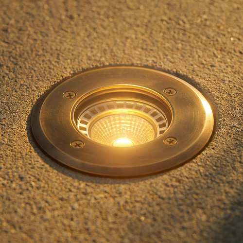 20W Ground Light Round 12V 114mm Aged Brass MR16 IP67