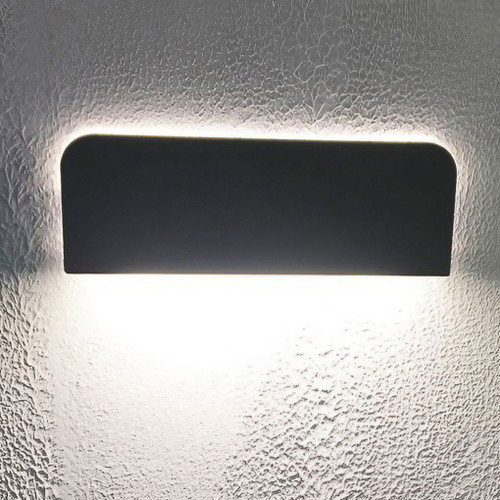 Dark Grey Outdoor Wall Light Curved Rectangular 3000K 670lm 80mm 10W