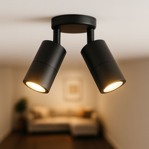 2 Light Spotlight MR16 Spotlights Black C200