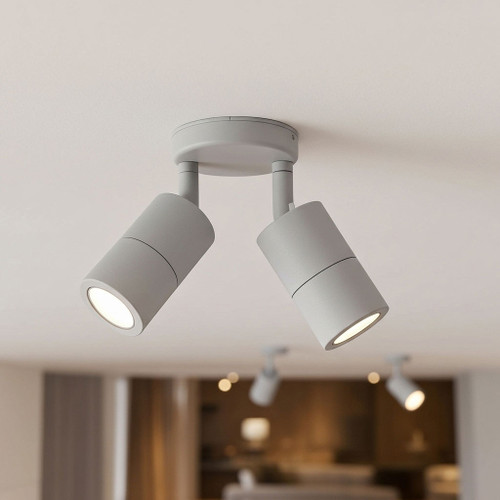 2 Light Spotlight 12V IP65 MR16 Spotlights Matt Grey C200
