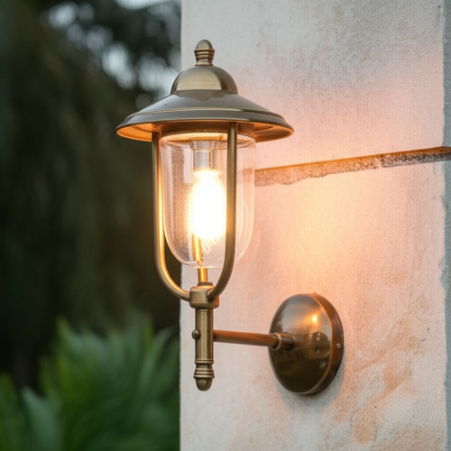 Outdoor Wall Light Antique Brass PER