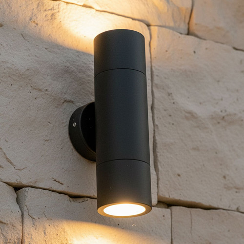 Up Down Light Marine Grade Modern Cylindrical 205mm GU10 Black