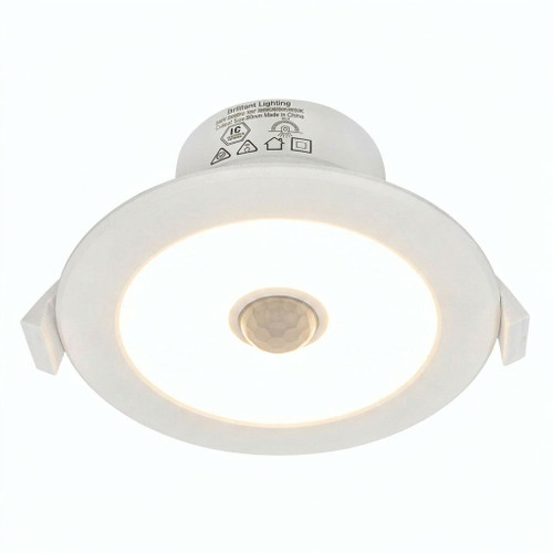 9W LED Downlight With Sensor Dimmable 840lm IP44 Tri Colour 95mm White