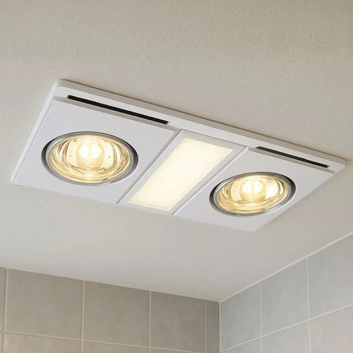 White 3-in-1 Bathroom Heater Fan Light 300mm