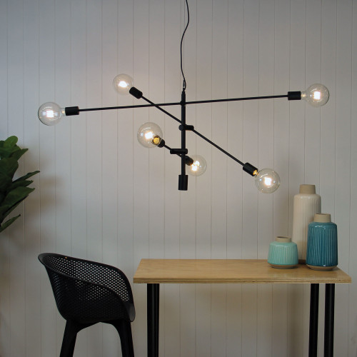 Statement Pendant Light 6 x 42W E27 Black