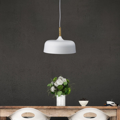 White Pendant Light 60W E27 230mm