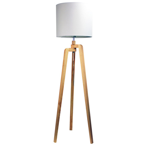 42W E27 Tall Lamp 1590mm Timber and White