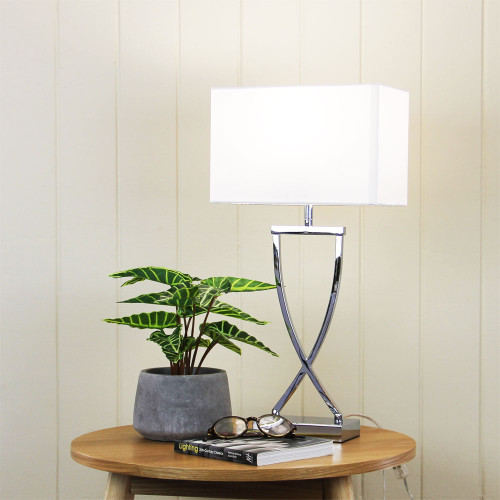 Chrome and White Table Lamp 42W E27 520mm