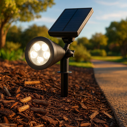 Warm White Solar Spike Spotlight With Built In Solar Panel