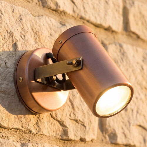 Wall Spotlight 240V Adjustable 35W GU10 IP54 104mm Aged Copper