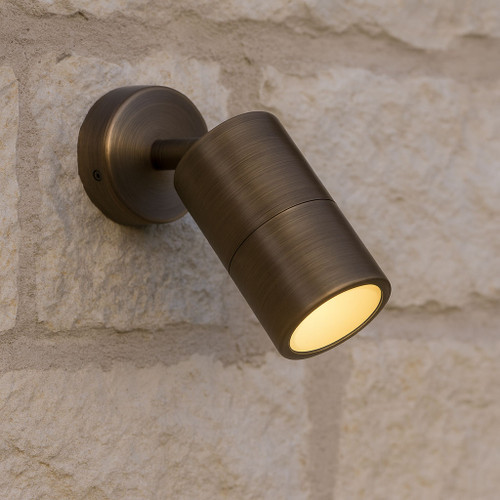 20W Wall Spotlight Adjustable 12V MR16 IP65 110mm Antique Brass