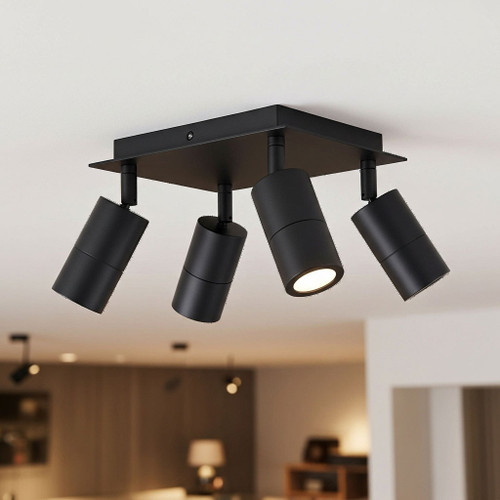 4 Light Spotlight 140W GU10 IP44 240mm Black
