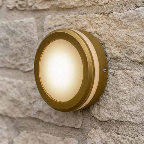 Antique Brass Wall Light 240V 6W 600lm IP65 3000K 98mm