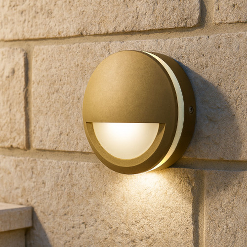 Antique Brass Wall Light 240V 6W 480lm IP65 3000K 98mm