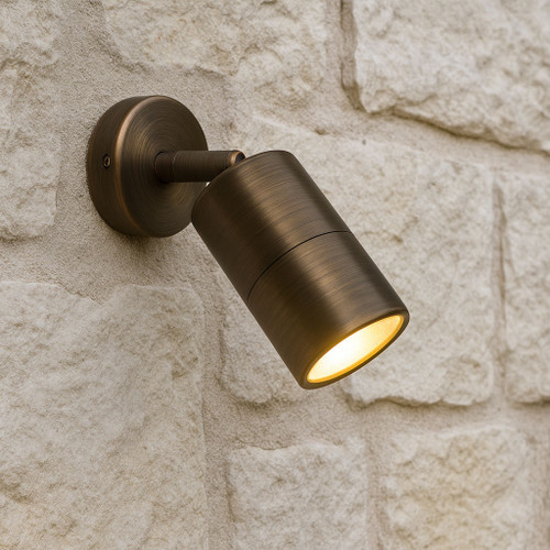35W Wall Spotlight Adjustable GU10 IP65 110mm Antique Brass