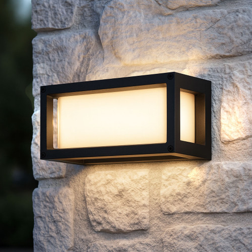 Black Wall Light Vandal Resistant 7W 350lm IP65 IK08 3000K 250mm