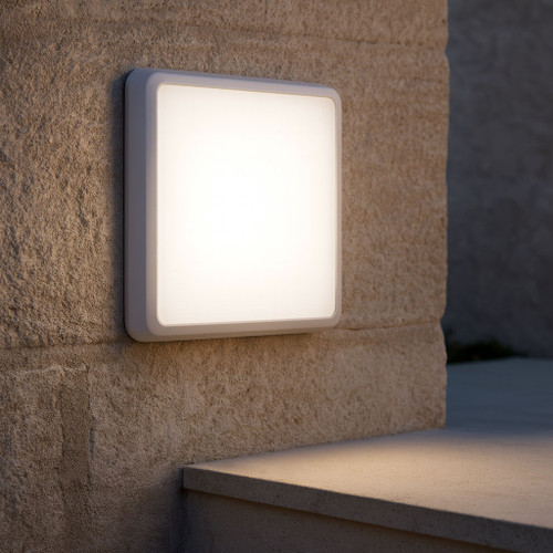 300mm Marine Grade Wall Light 25W 2350lm IP54 IK08 Tri Colour Square White