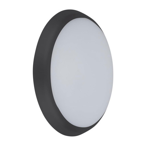 200mm Marine Grade Wall Light 15W 1450lm IP54 IK08 Tri Colour Round Black