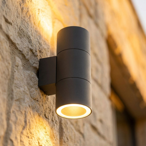 Up Down Light Vandal Resistant E27 IP65 IK08 284mm Round Dark Grey