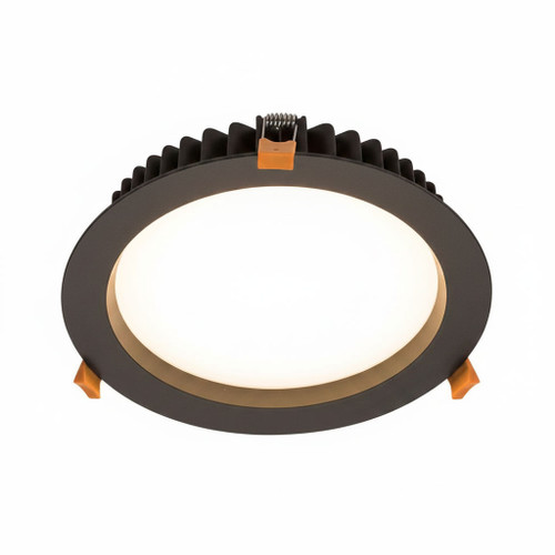28W LED 2400lm Downlight Dimmable IP44 Tri-Colour 228mm Black Commercial Grade