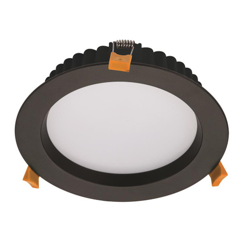 20W LED 1800lm Downlight Dimmable IP44 Tri-Colour 190mm Black Commercial Grade