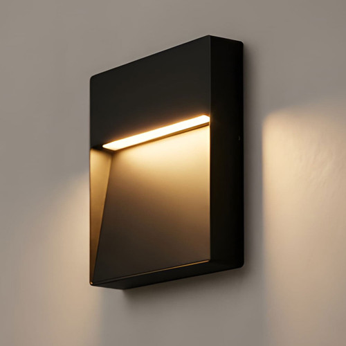 Black Wall Light Vandal Resistant 9W 800lm IP65 IK08 3000K 215mm Square