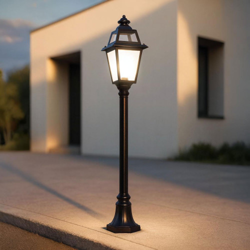 Black 1.3m Bollard Light 240V B22 IP43 Made In Italy
