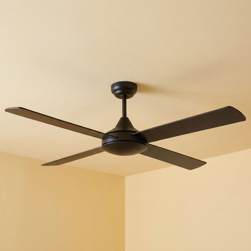 132cm 52inch Black AC Ceiling Fan 4 Blades 65W 3 Speed