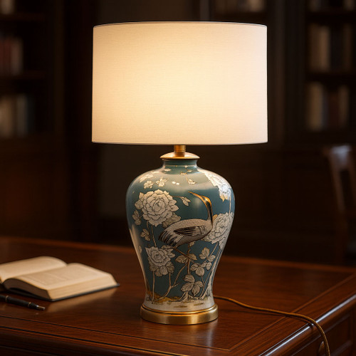 Blue and White Pattern Table Lamp B22 40W 680mm