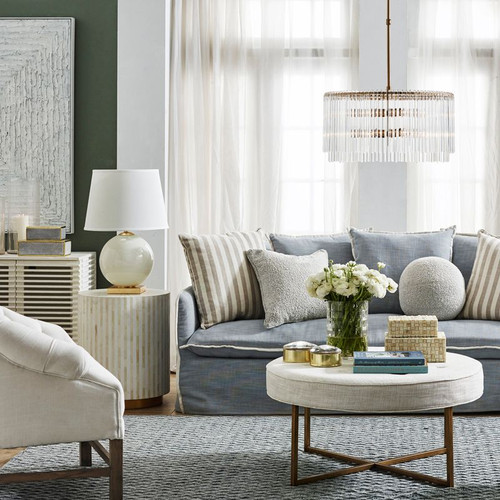 White Side Table Bone Inlay and Gold MKY