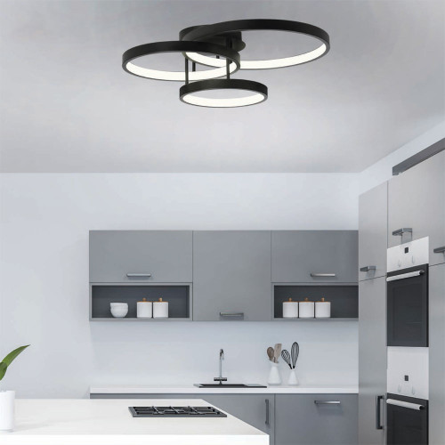 Ceiling Light 84W 3800lm 3000K 590mm Black