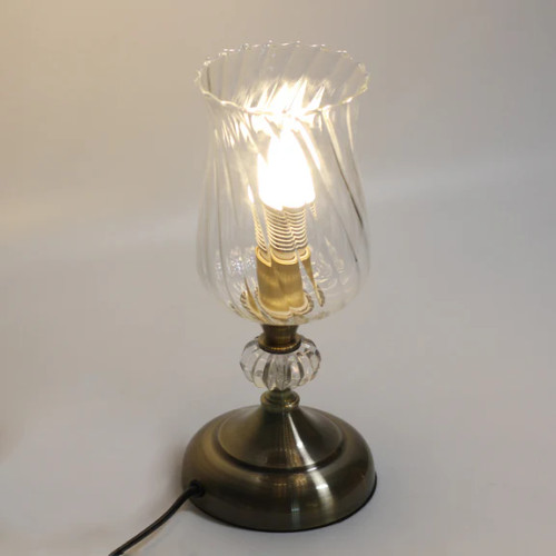 Antique Brass Touch Lamp E14 40W 280mm and Clear