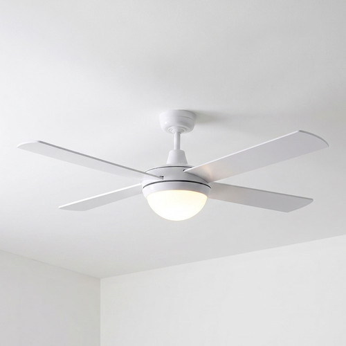 132cm 52-inch White AC Ceiling Fan With Light 3 Speed 60W E27
