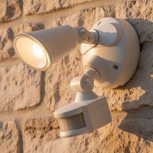 Security Light With Sensor 10W 1000lm IP54 Tri Colour 170mm White