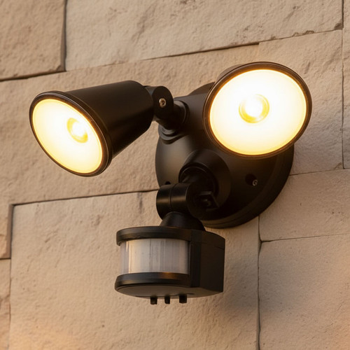 Security Light With Sensor 20W 2000lm IP54 Tri Colour 170mm Matte Black