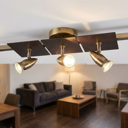 3 Light Spotlight GU10 150W 160mm Antique Brass