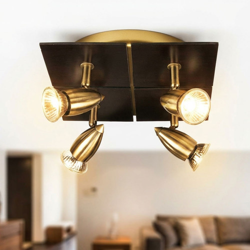 4 Light Spotlight GU10 200W 135mm Antique Brass