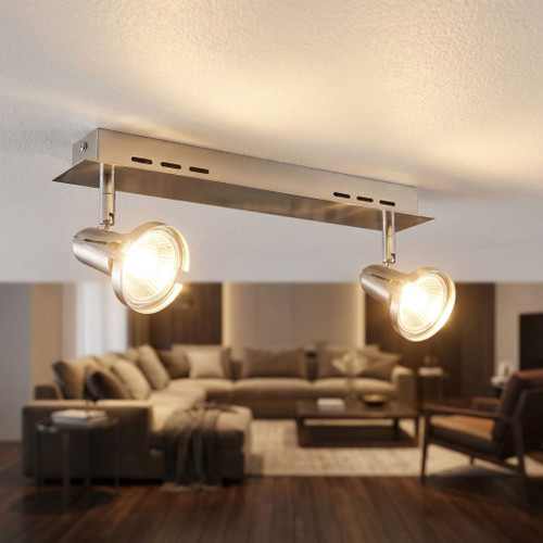 2 Light Spotlight 12V MR16 100W 380mm Satin Chrome