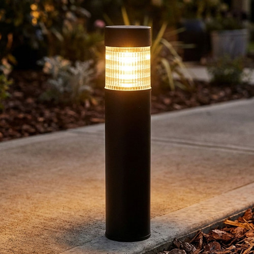 Black Bollard Light E27 100W IP44 780mm Vandal Resistant Made in Italy