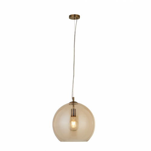 Globe Pendant Brass Glass Light 360mm E27