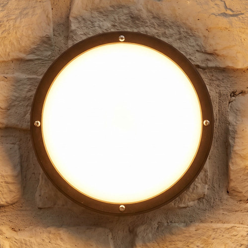 Round Black Bulkhead Light IP55 E27
