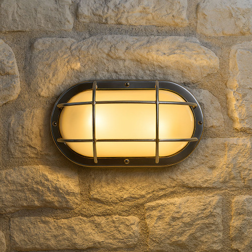 Silver Caged Bulkhead Light IK10 E27