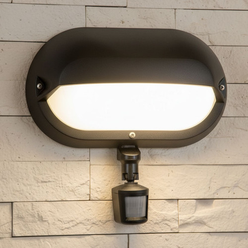 Black Polycarbonate Eyelid Bunker Light with Sensor E27