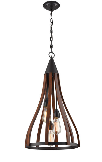 Pendant Lights | KHALEESI series: E27 pendant - Medium 3 Lamp Oak Darkwood