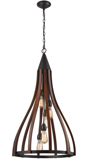 Pendant Lights | KHALEESI series: E27 pendant - Large 5 Lamp Dark redwood