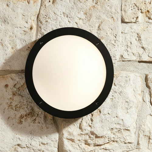 300mm Vandal Resistant Wall or Ceiling Light 12W 800lm 4000K IP66 IK10 Round Black